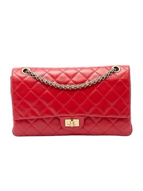 Chanel Reissue 2.55 Quilted Leather Shoulder Bag in Red with Gold Chain